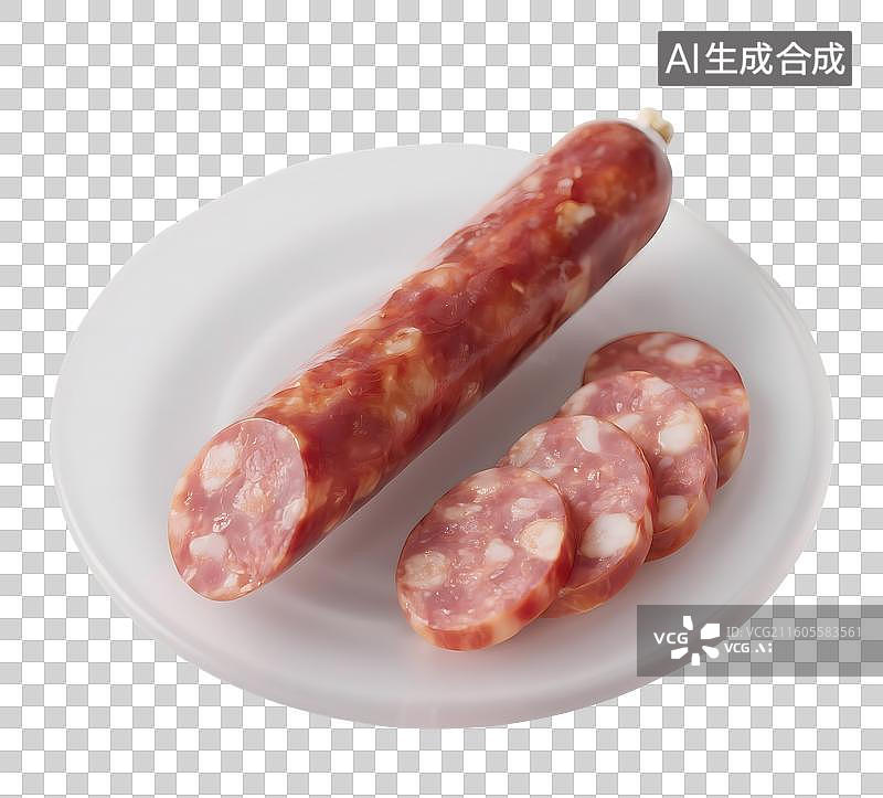 【AI数字艺术】AIGC:3D家常菜腊肠 设计元素，免抠图形图片素材