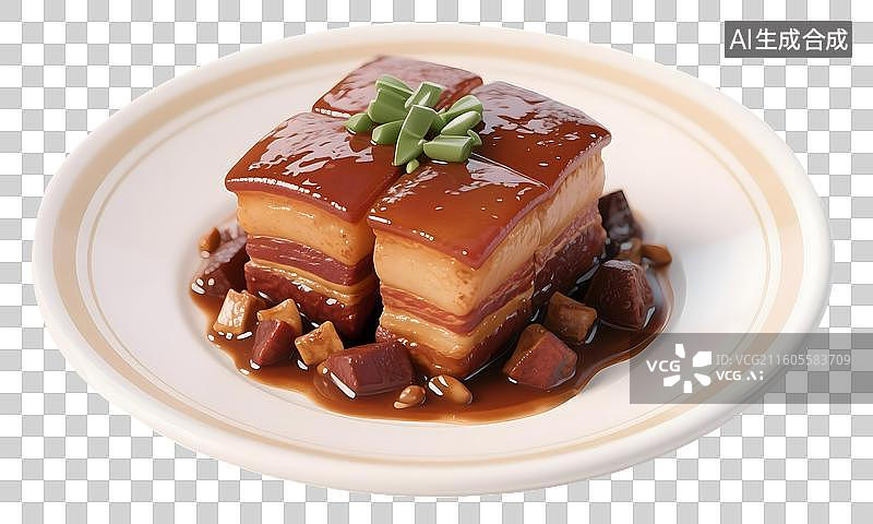 【AI数字艺术】AIGC:3D美食家常菜 红烧肉 东坡肉，设计元素，免抠图形图片素材