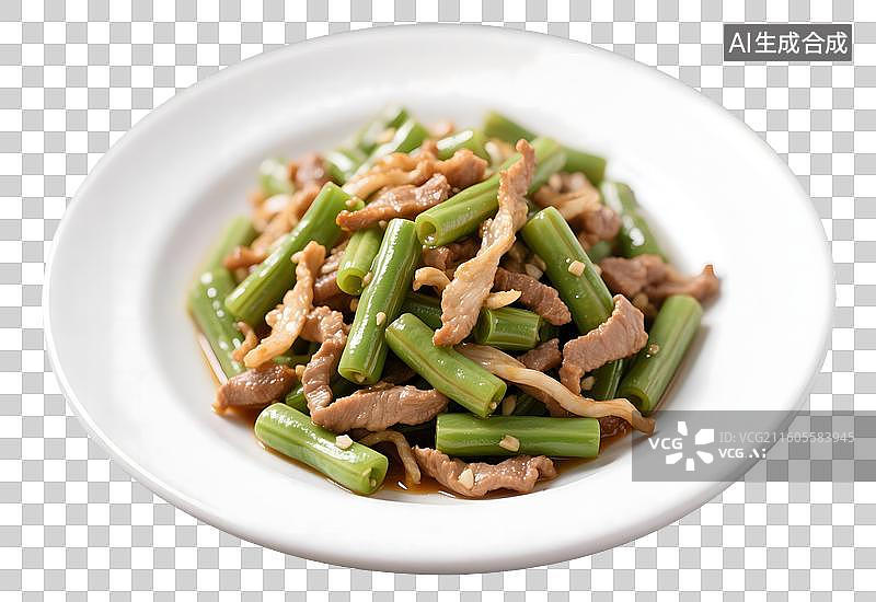 【AI数字艺术】AIGC:3D家常菜炒菜 豆角炒肉丝图片素材