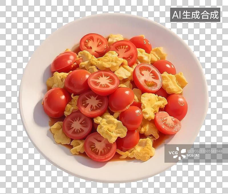 【AI数字艺术】AIGC:3D家常菜 番茄炒蛋，设计元素，免抠图形图片素材
