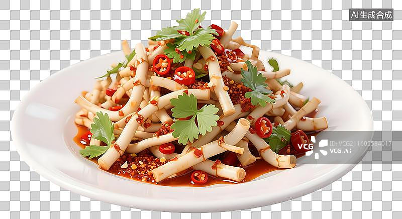 【AI数字艺术】AIGC:3D特色美食家常菜，凉拌折耳根，设计元素，免抠图形图片素材