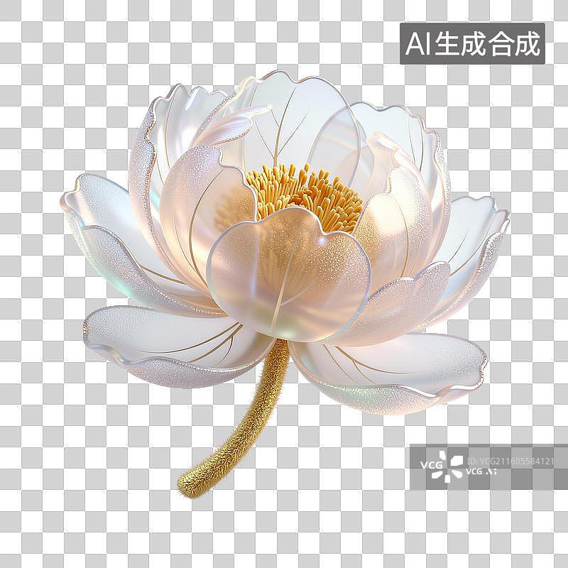 【AI数字艺术】梦幻珠光白莲花图片素材