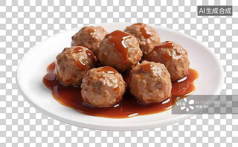 【AI数字艺术】AIGC:3D美食菜肴，四喜丸子，肉丸子，红烧狮子头，设计元素，免抠图形图片素材
