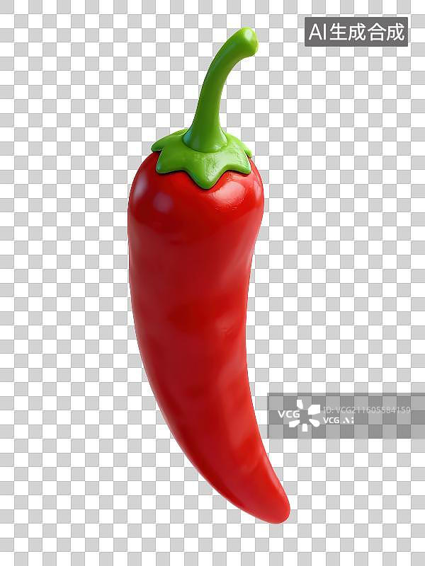 【AI数字艺术】3D渲染免抠图形元素卡通红色辣椒小米椒图片素材