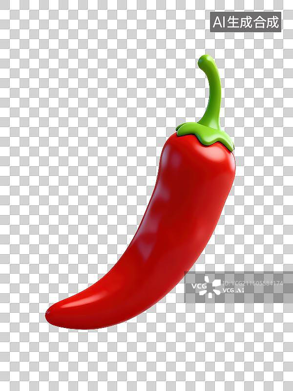 【AI数字艺术】3D渲染免抠图形元素卡通红色辣椒小米椒图片素材