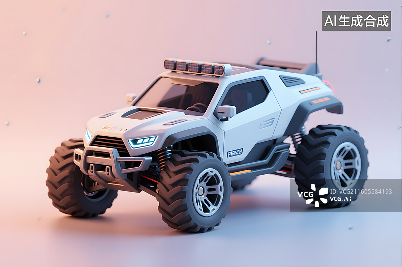 【AI数字艺术】3D轻拟物风未来科技越野车图片素材