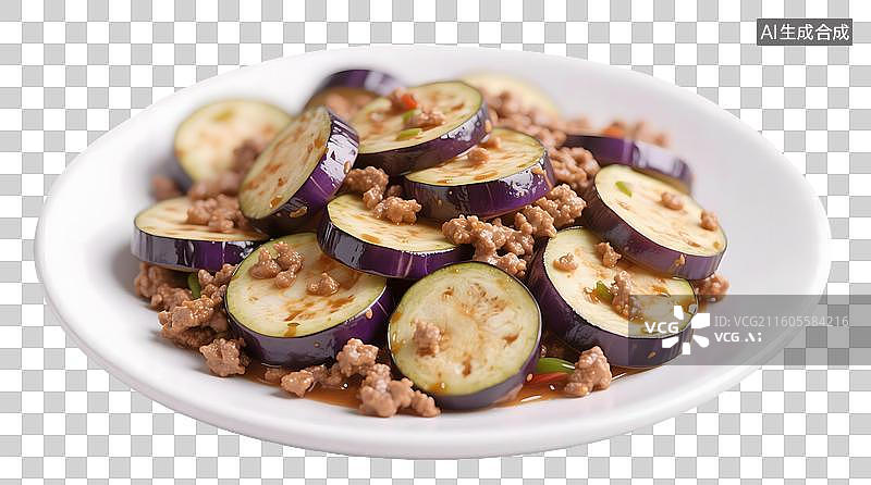 【AI数字艺术】AIGC:3D美食家常菜 肉末茄子，设计元素，免抠图形图片素材