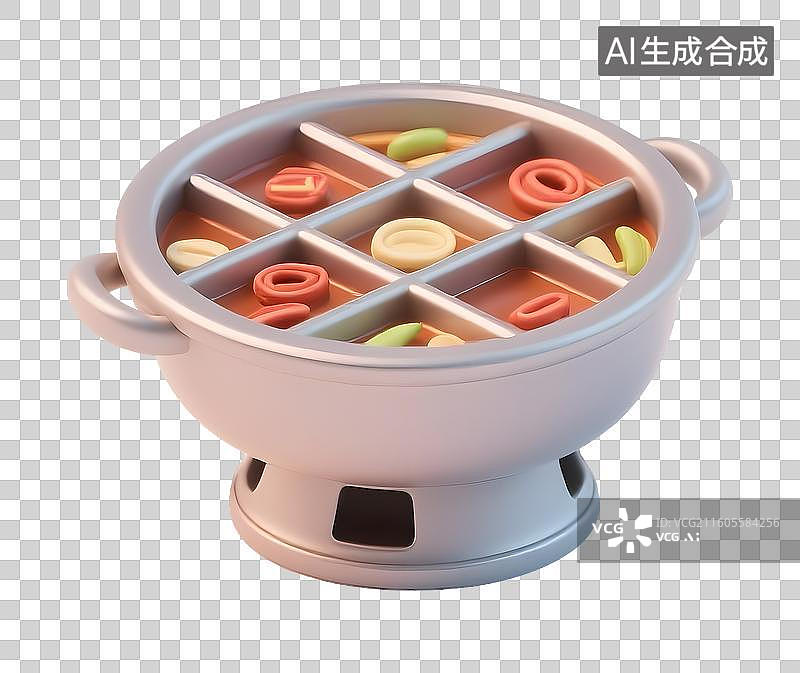 【AI数字艺术】AIGC:3D美食，火锅，九宫格火锅，设计元素，免抠图形图片素材