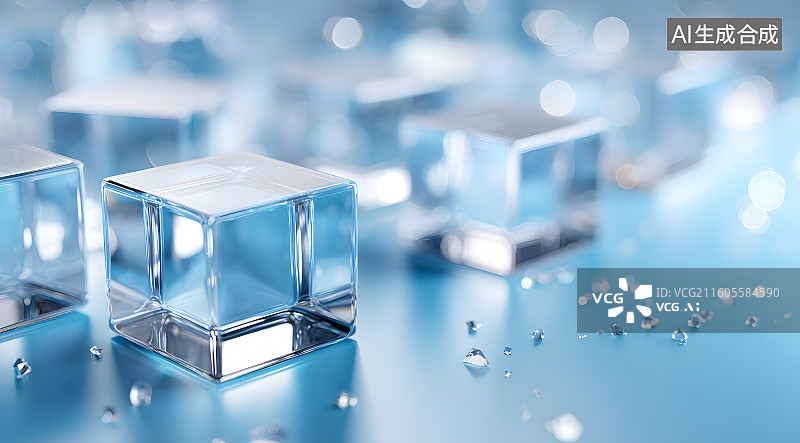 【AI数字艺术】亚克力透明方块背景图片素材