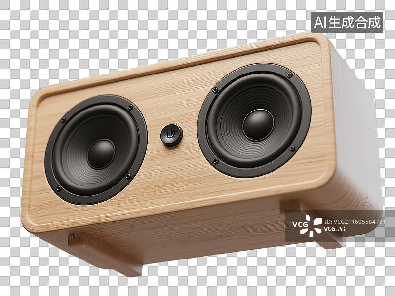 【AI数字艺术】3D渲染免抠图形元素木制纹理低音炮音箱图片素材