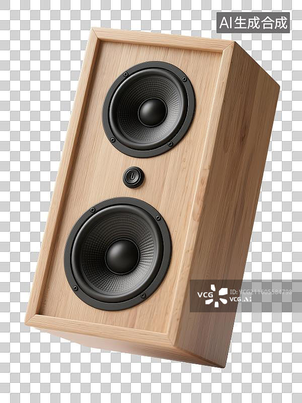 【AI数字艺术】3D渲染免抠图形元素木制纹理低音炮音箱图片素材