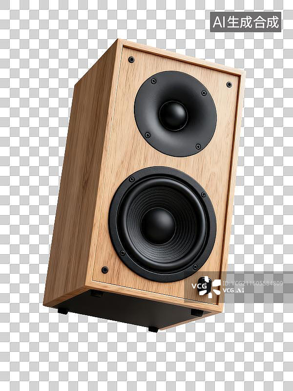 【AI数字艺术】3D渲染免抠图形元素木制纹理低音炮音箱图片素材