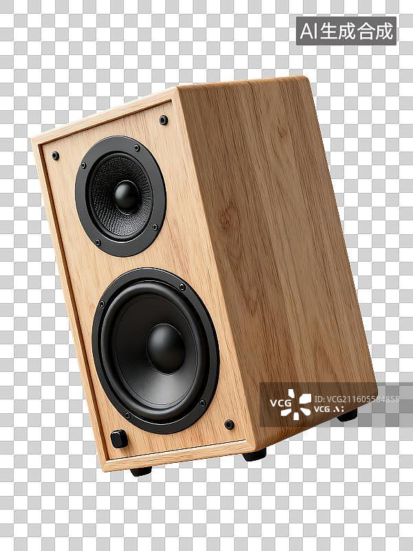 【AI数字艺术】3D渲染免抠图形元素木制纹理低音炮音箱图片素材