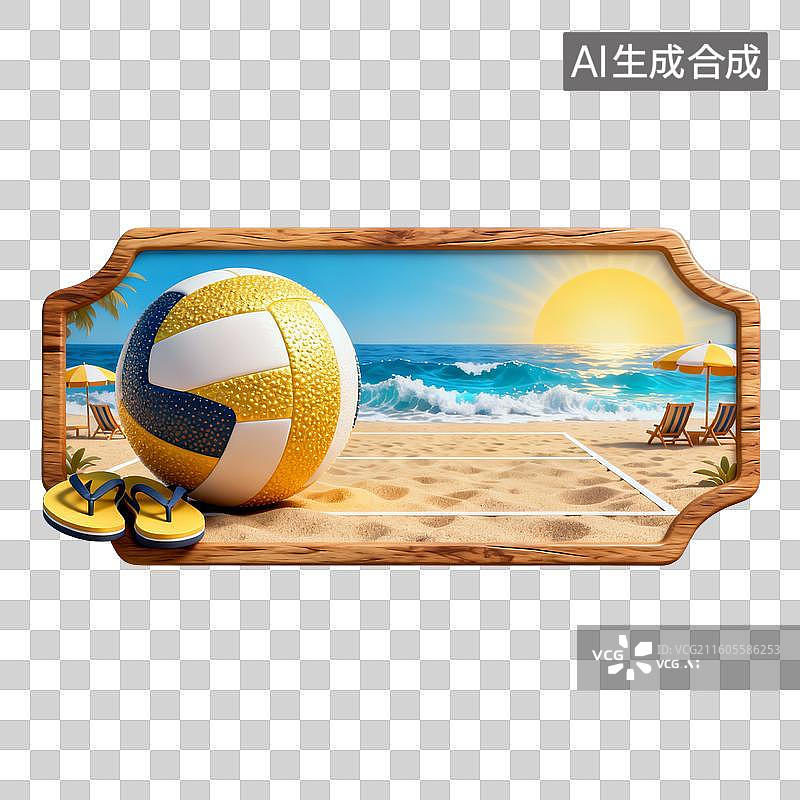 【AI数字艺术】夏日海滩排球休闲场景图片素材