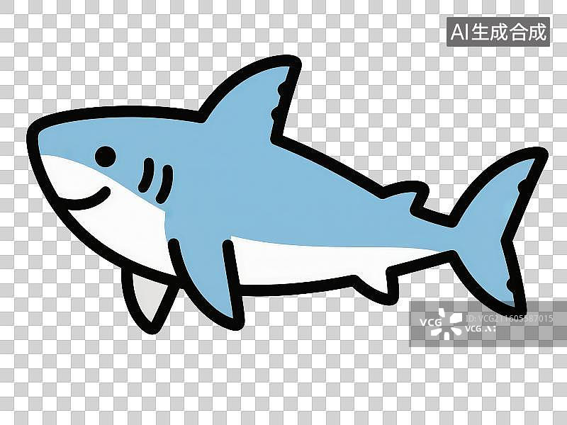 【AI数字艺术】3D渲染免抠图形元素贴纸风格卡通海洋保护生物动物鲨鱼图片素材