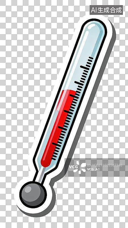 【AI数字艺术】3D渲染免抠图形元素卡通温度湿度计体温计图片素材