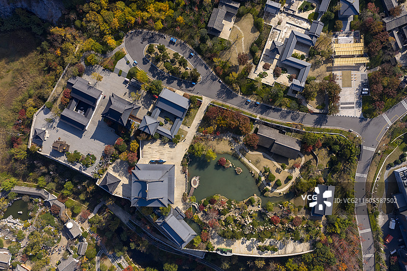 江苏南京园博园苏韵十三园航拍俯视图图片素材