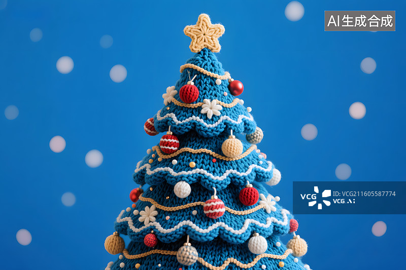 【AI数字艺术】手工钩针圣诞树挂饰图片素材