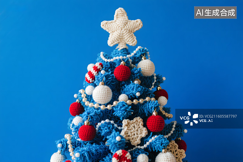 【AI数字艺术】手工钩针圣诞树挂饰图片素材