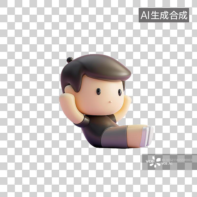 【AI数字艺术】仰卧起坐3d人物图片素材