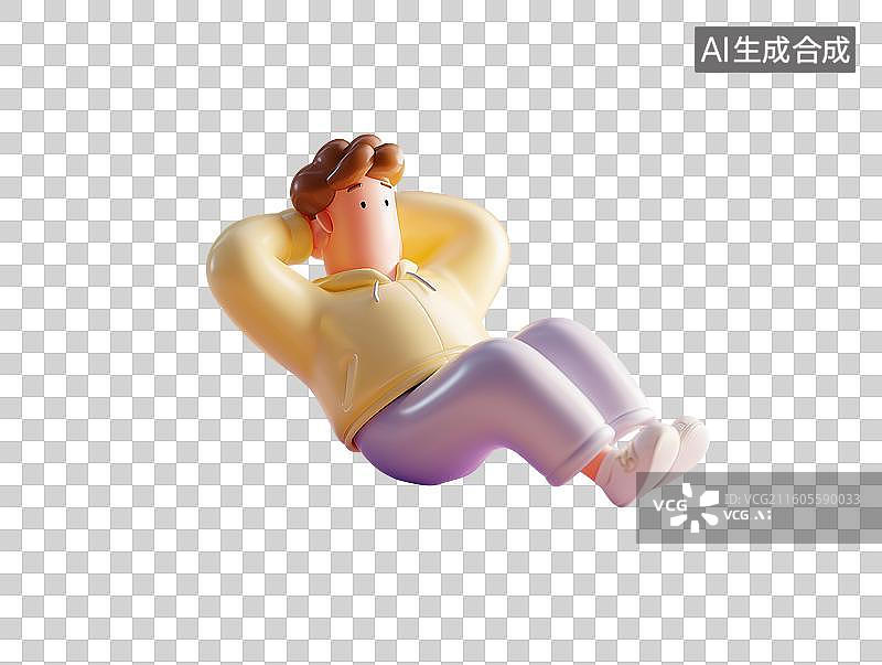 【AI数字艺术】仰卧起坐3d人物图片素材