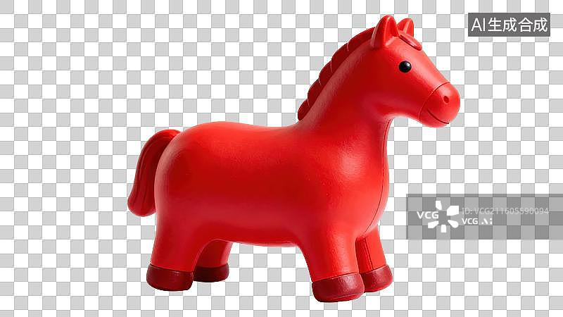 【AI数字艺术】红色塑料马玩具图片素材