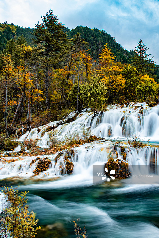 九寨沟双龙海瀑布图片素材