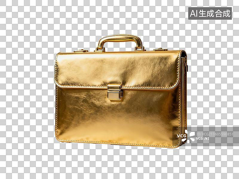【AI数字艺术】金色金属质感公文包图片素材