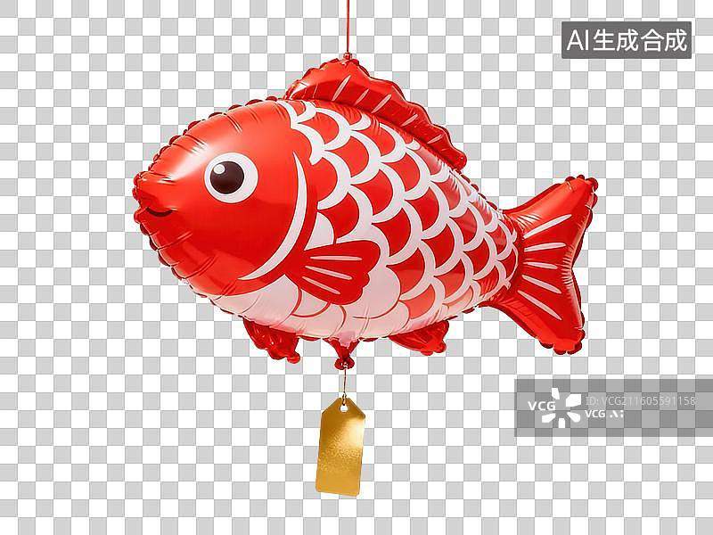 【AI数字艺术】红色鱼形气球悬挂装饰图片素材