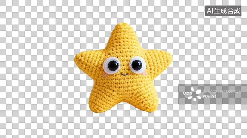 【AI数字艺术】黄色钩针编织星星玩偶图片素材