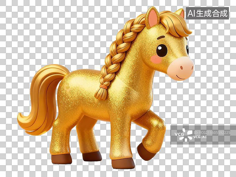 【AI数字艺术】金色小马卡通形象图片素材
