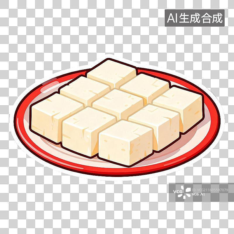 【AI数字艺术】新年春节年俗2D贴纸卡通促销拟物风格元素年夜饭火锅配菜豆腐豆皮图片素材
