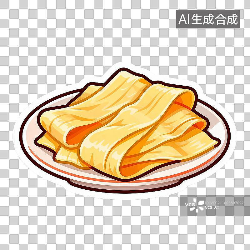 【AI数字艺术】新年春节年俗2D贴纸卡通促销拟物风格元素年夜饭火锅配菜豆腐豆皮图片素材
