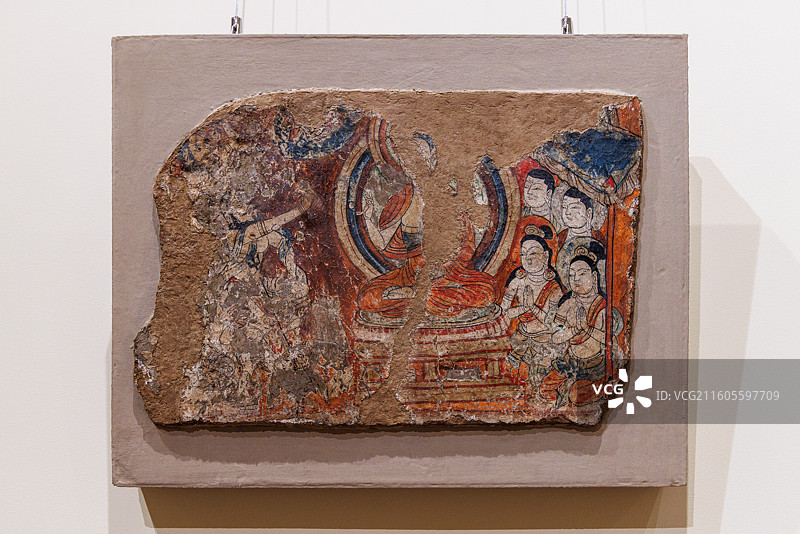 中国新疆柏孜克里克千佛洞壁画（释迦牟尼说法，11—13世纪）·俄罗斯圣彼得堡冬宫博物馆藏图片素材