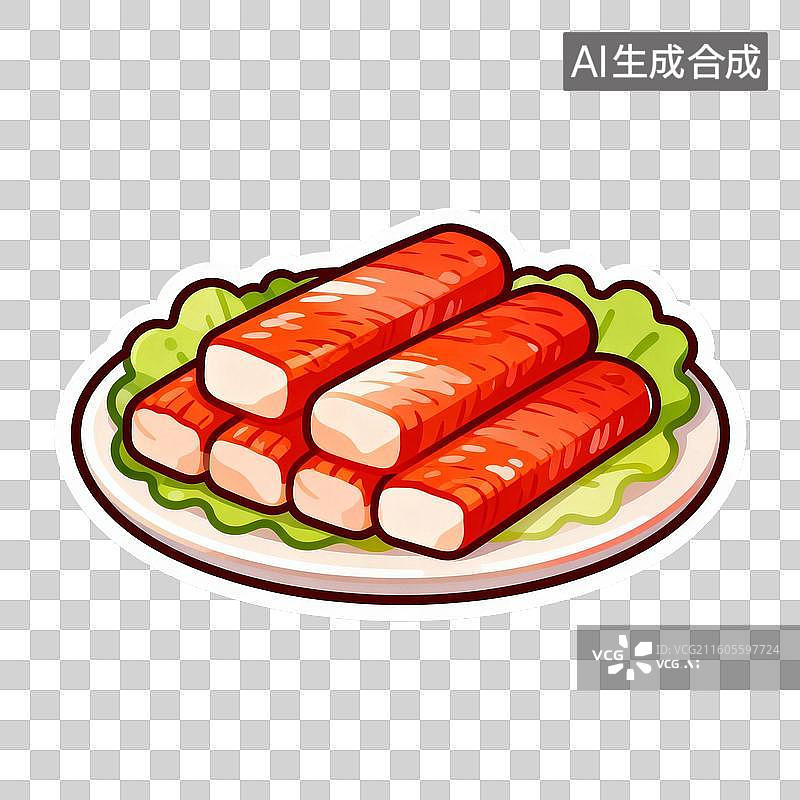 【AI数字艺术】新年春节年俗2D贴纸卡通促销拟物风格元素火锅年夜饭蟹棒图片素材