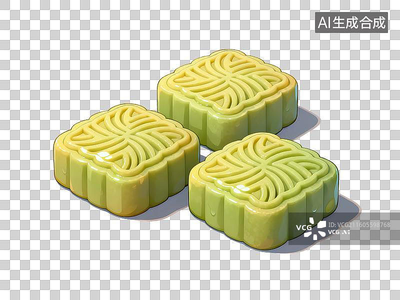 【AI数字艺术】国风手绘插画，绿豆糕，绿豆饼，馅饼，茶食，茶点，零食，下午茶甜点，中国传统美食免抠元素图片素材