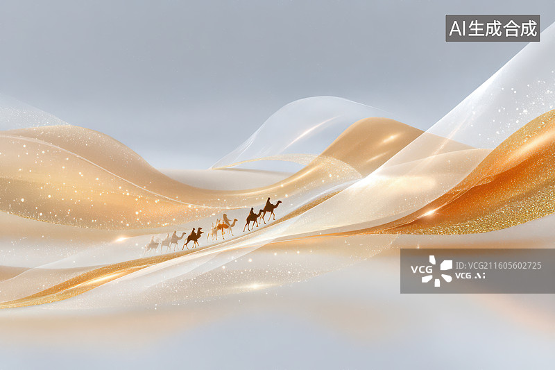【AI数字艺术】沙漠驼队抽象背景图片素材