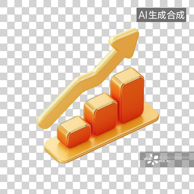 【AI数字艺术】上升趋势柱状图图标图片素材
