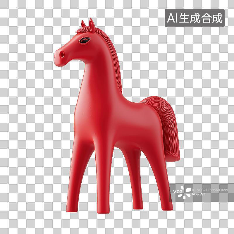 【AI数字艺术】红色马形雕塑图片素材