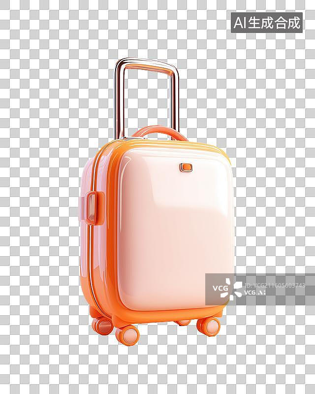 【AI数字艺术】橙色拉杆行李箱图片素材