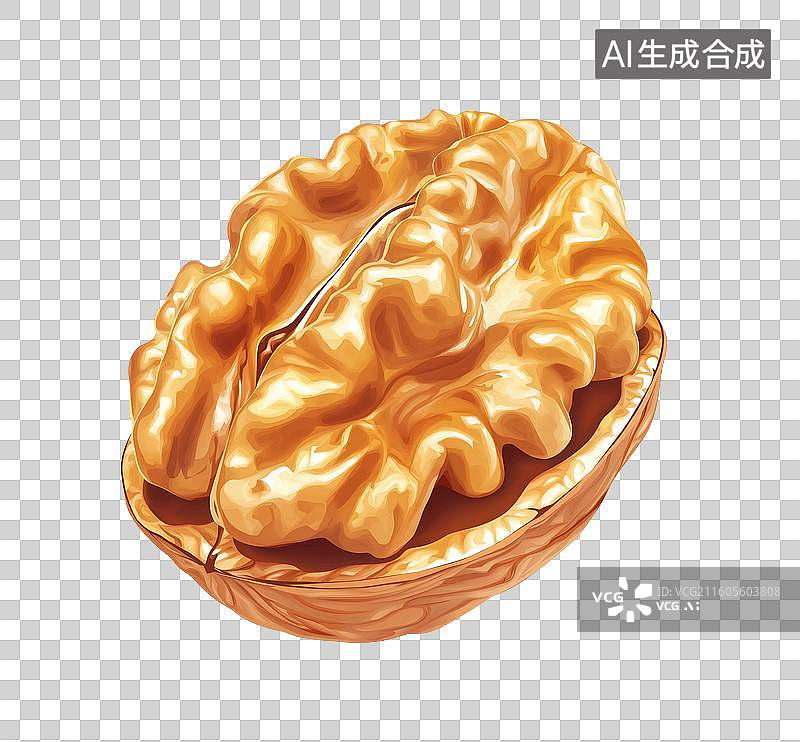 【AI数字艺术】剖开的核桃特写图片素材