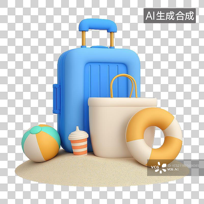 【AI数字艺术】海滩旅行用品组合图片素材