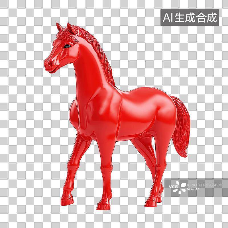 【AI数字艺术】红色马雕塑图片素材
