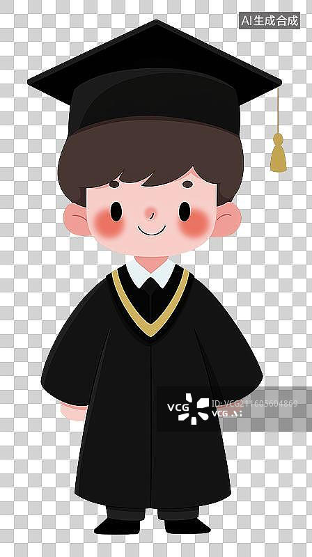 【AI数字艺术】卡通男孩毕业形象图片素材
