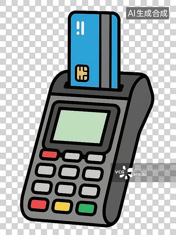 【AI数字艺术】3D渲染免抠图形元素卡通支付刷卡POS机图片素材
