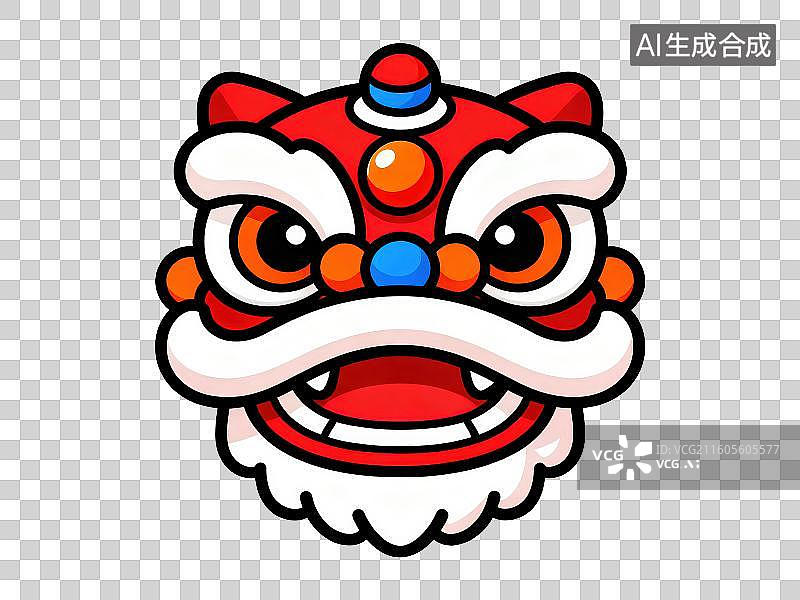 【AI数字艺术】3D渲染免抠图形元素卡通舞狮醒狮头图片素材