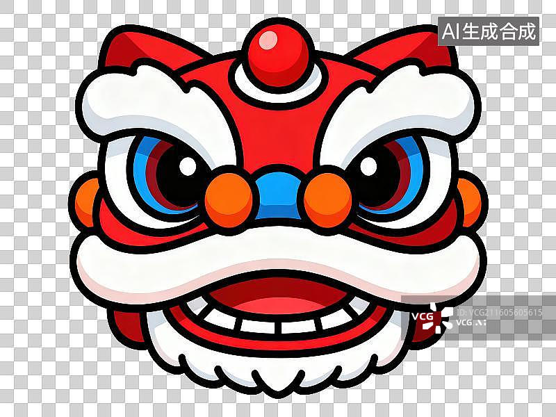 【AI数字艺术】3D渲染免抠图形元素卡通舞狮醒狮头图片素材