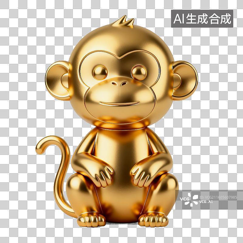 【AI数字艺术】十二生肖 金色猴子雕塑图片素材