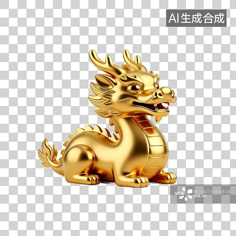 【AI数字艺术】十二生肖 金色龙形雕塑图片素材