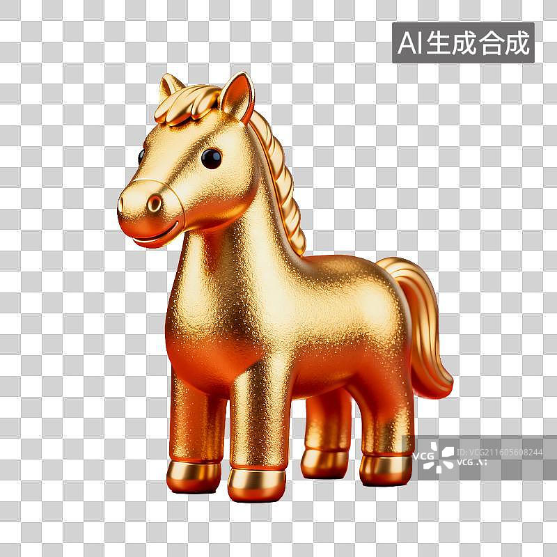 【AI数字艺术】十二生肖 金色马形摆件图片素材